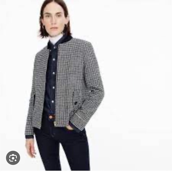 J. Crew Black and White Bomber Jacket - Picture 2 of 10